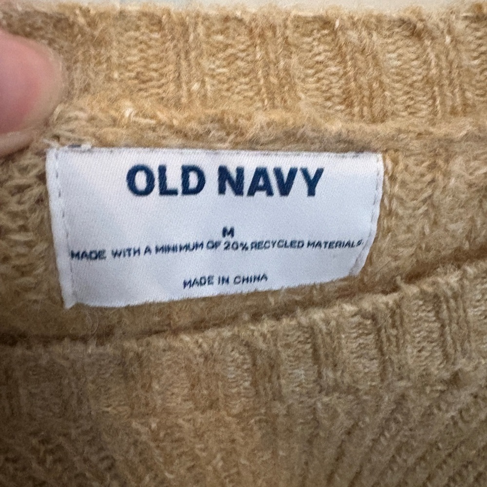 Old Navy Relaxed Fit Crewneck Cozy Normcore Layering Tan Sweater - Picture 3 of 4